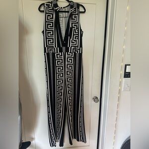 Vintage black and white printed jumpsuit